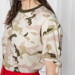 & Other Stories Camo Tie Tee Top, Size 4